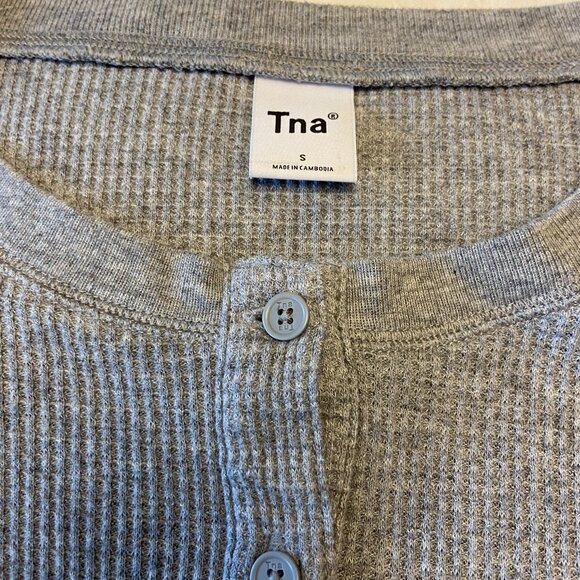 TNA  Waffle Longsleeve  waffle crewneck henley - Picture 5 of 6